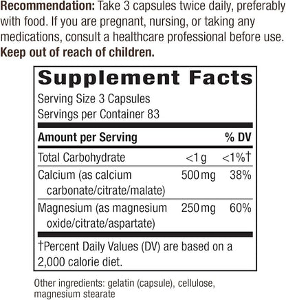 Nature's Way Calcium & Magnesium Mineral 750 mg 250 Capsules
