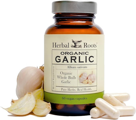 Herbal Roots Organic Whole Bulb Garlic Pills 600 mg 60 Organic