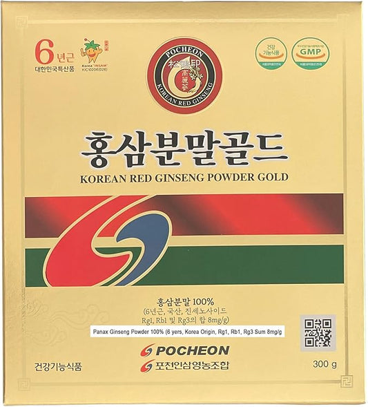 Pocheon 300g Korean Red Ginseng Powder 6 Years, 100% Pure,