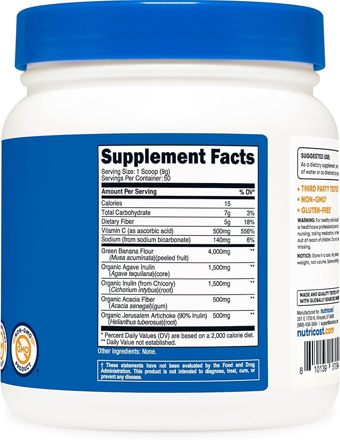 Nutricost Prebiotic Fiber Powder (1 LB, Unflavored)
