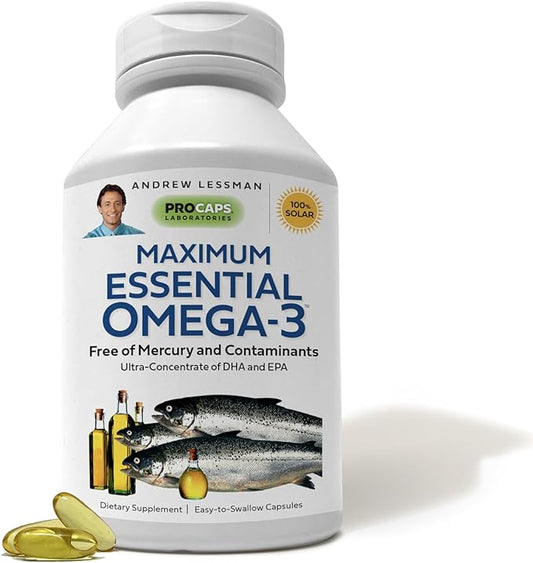 ANDREW LESSMAN Maximum Essential Omega-3 Unflavored, 30 Softgels Omega-3 Fish 1200 mg 3 Supplement