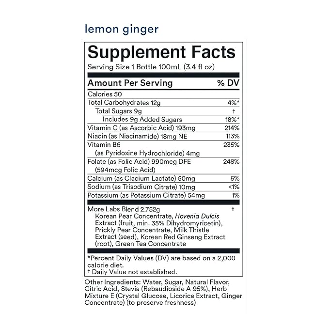 Morning Recovery Electrolyte, Milk Thistle Drink Proprietary Formulation to Hydrate While Drinking for Morning Recovery, Highly Soluble Liquid DHM, Lemon Ginger, Pack of 1