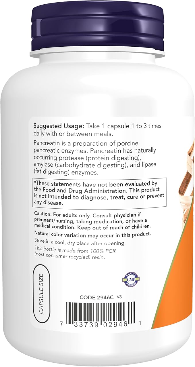 NOW Supplements, Pancreatin 2000 with naturally 250 Capsules