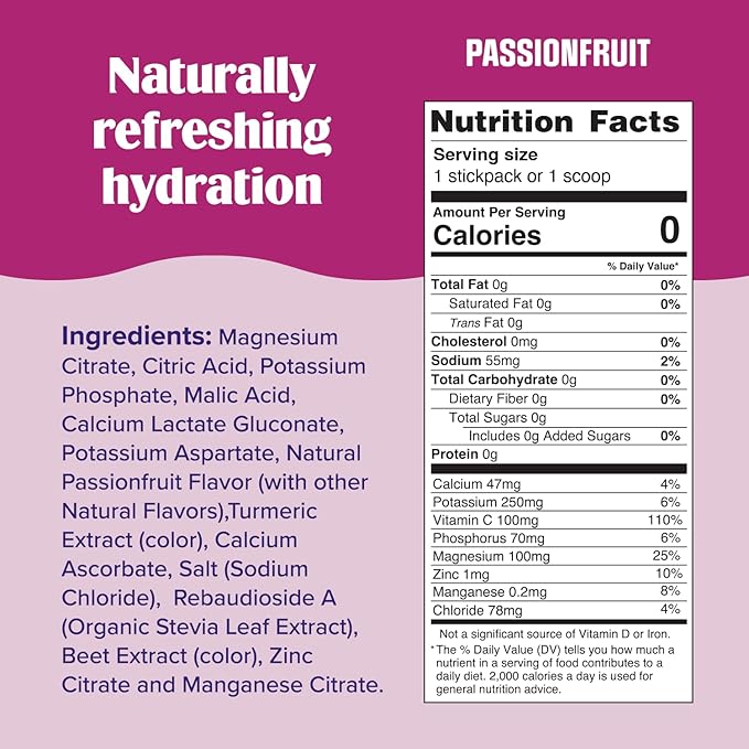 Ultima Replenisher Daily Electrolyte Powder Drink Mix – Passionfruit, 20 Stickpacks – Hydration Packets with 6 Electrolytes and Trace Minerals – Keto Friendly, Non-GMO and Sugar-Free