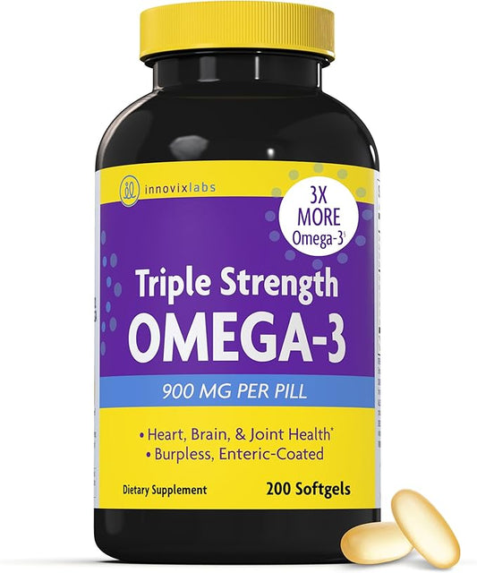 InnovixLabs Triple Strength Omega 3 Fish 900 mg, 3 Supplement Omega-3 for 200 Capsules