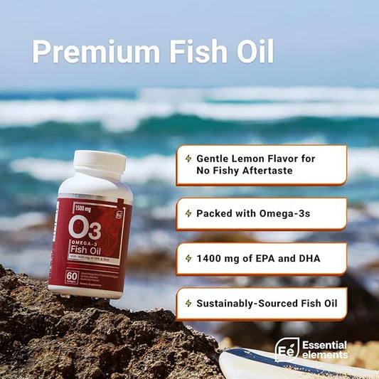 Essential Elements Omega-3 Fish Oil Supplement Omega-3 Fish 120 Softgels (2-Pack)