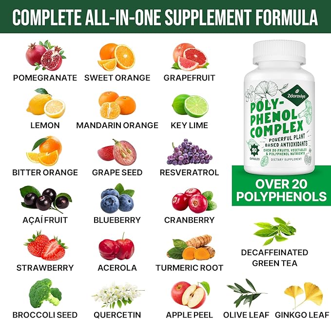 2250 MG Polyphenols Supplement Over 20 270 Capsules