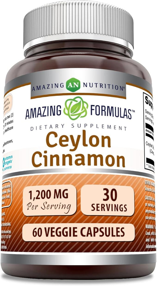 Amazing Formulas Ceylon Cinnamon 1200 Mg (1 Pack, 60 Count)