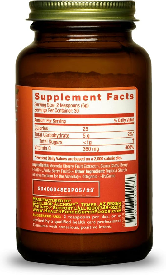 HEALTHFORCE SUPERFOODS Truly Natural Vitamin C 180 Grams, 30 Servings