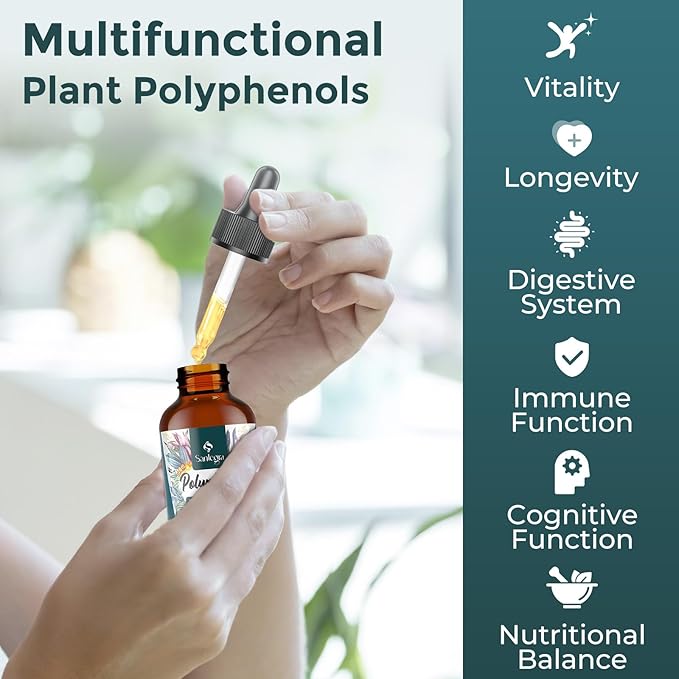 4300 MG Polyphenols Supplement Liposomal, Over 27 Polyphenol Complex & Powerful Antioxidant, with MCT & Olive Oil, Quercetin Extract, Hawthorn Berry Extract, for Age Defense, Energy, Immune, 120 ML