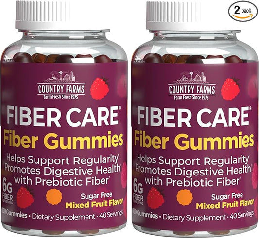 COUNTRY FARMS Fiber Care Prebiotic Gummies, 6g of 240 Gummies, 80 Servings, 2 Pack