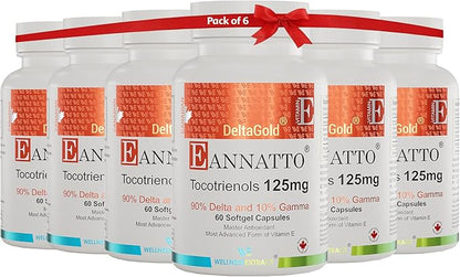 Eannatto Tocotrienols Deltagold 125mg, Vitamin E 60 Softgel, 6)