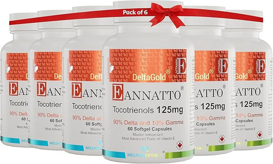 Eannatto Tocotrienols Deltagold 125mg, Vitamin E 60 Softgel, 6)