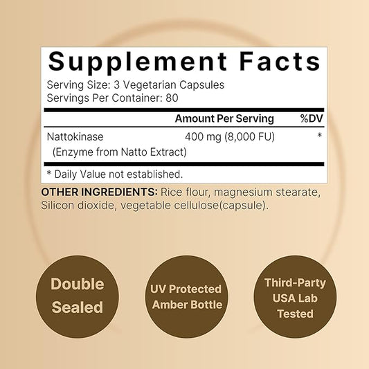 NatureBell Nattokinase Supplement 8,000 FU Per 240 Veggie