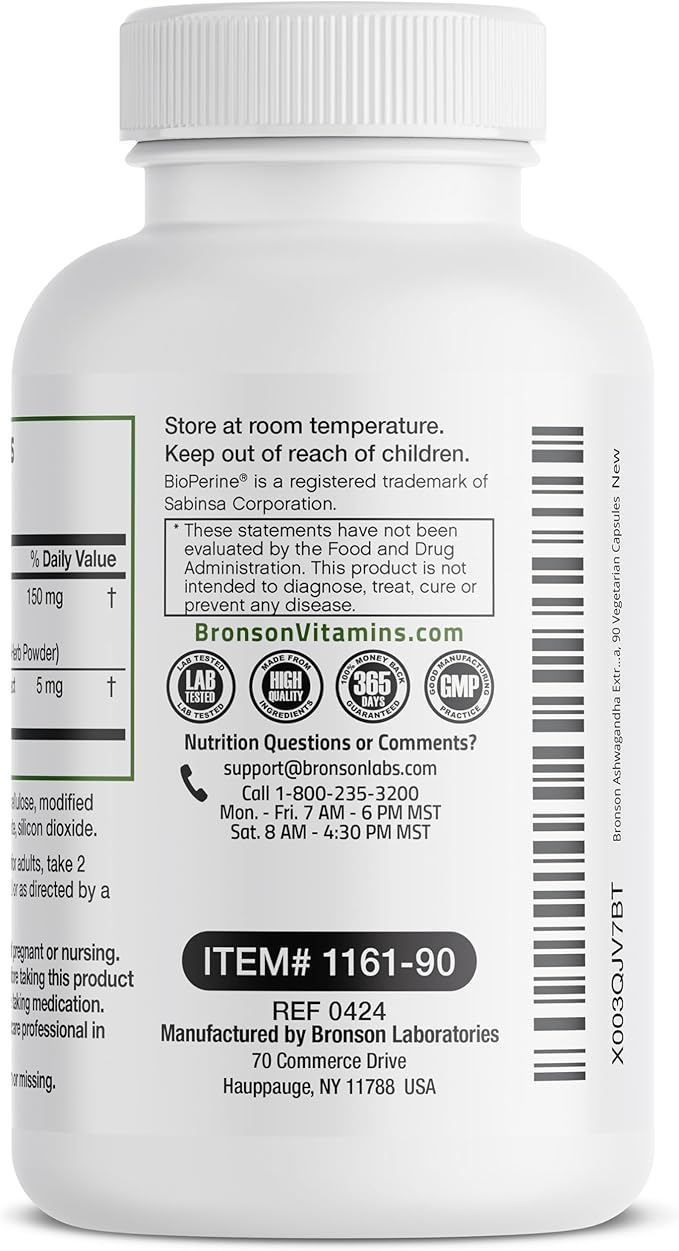 Bronson Ashwagandha Extra Strength Stress & 90 Vegetarian