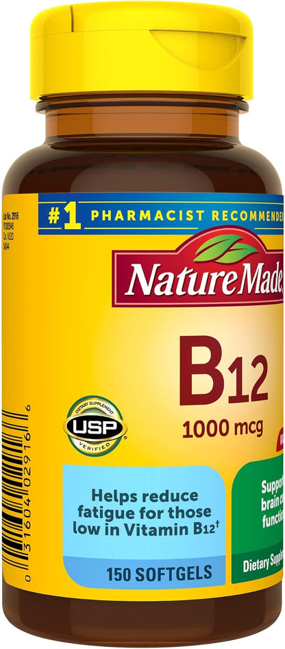 Nature Made Vitamin B12 1000 mcg, 150 Softgels, 150 Day