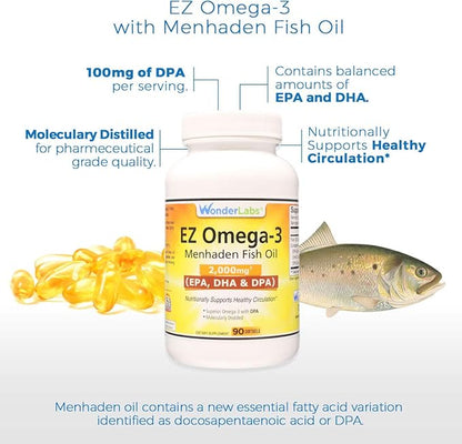 Atlantic Menhaden Fish Oil Omega-3 2000 90 Softgels