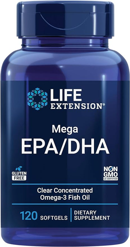 Life Extension Mega EPA/DHA, Omega-3 Fatty 120 softgels