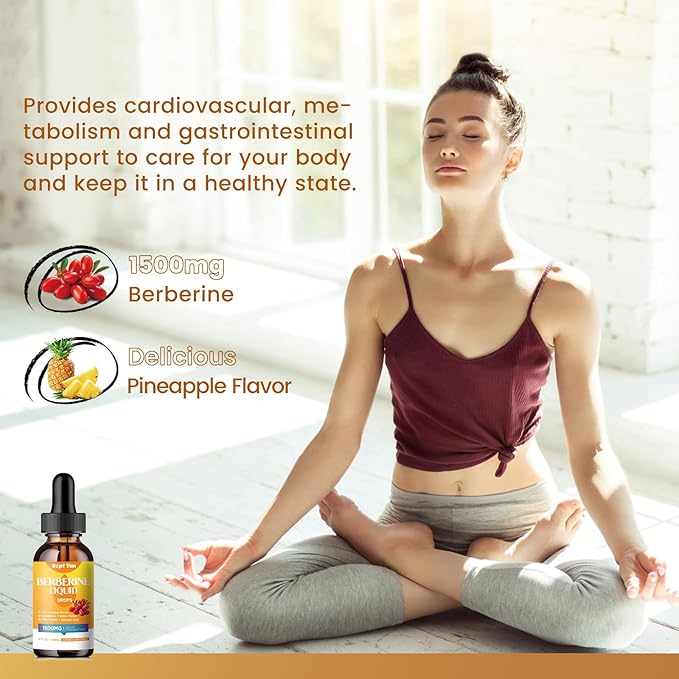 Berberine Supplement Liquid Drops- Berberine 1500mg 2 Fl
