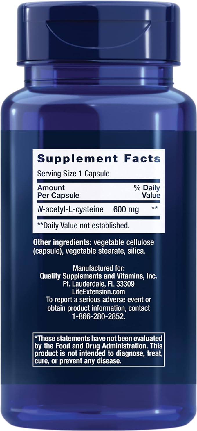 Life Extension N-Acetyl-L-Cysteine (NAC) & Glycine 1000 mg, 100 capsules
