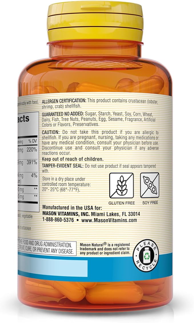 MASON NATURAL Glucosamine Chondroitin 1500/1200 280 Capsules, 3 Month