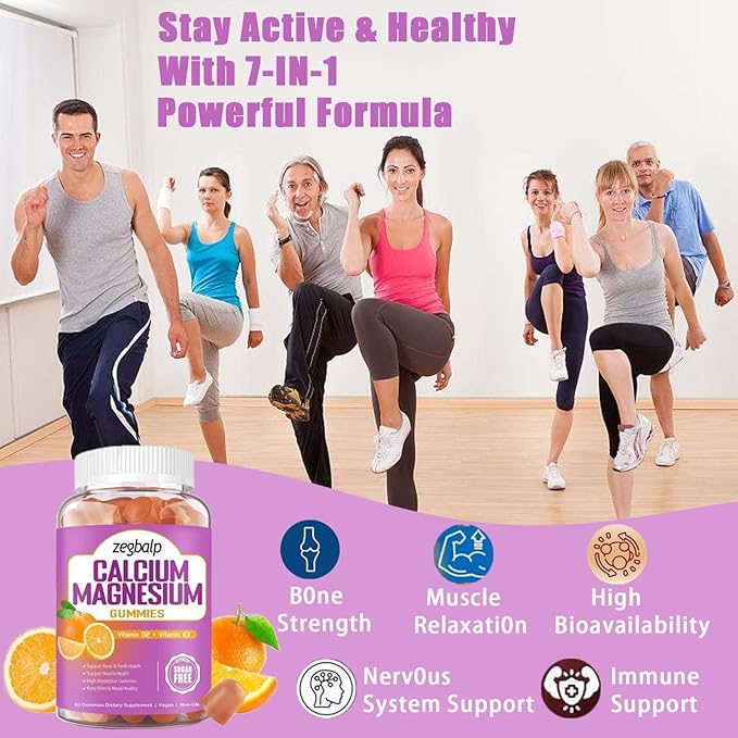 Sugar Free Calcium Magnesium Gummies D3 & K2 for