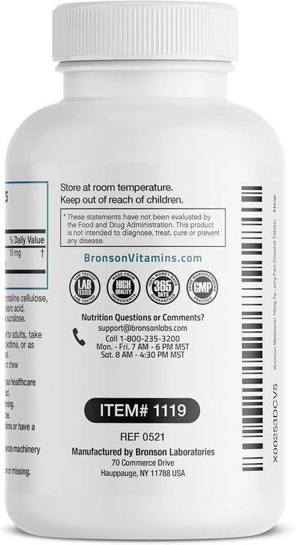 Bronson Melatonin 10mg Fast Dissolve Cherry 100 Count