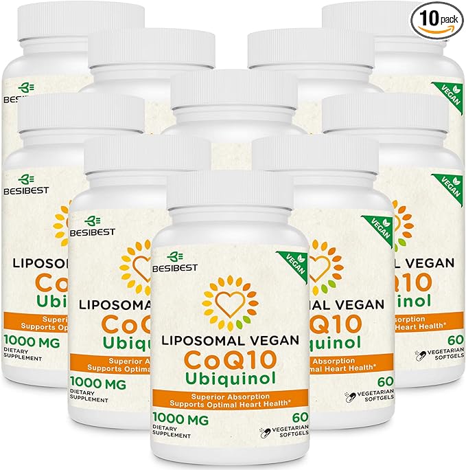 1000mg Liposomal CoQ10 Ubiquinol, 600 Vegan CoQ10 Supplement, Q10 for