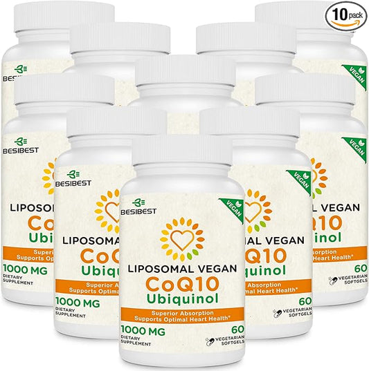 1000mg Liposomal CoQ10 Ubiquinol, 600 Vegan CoQ10 Supplement, Q10 for
