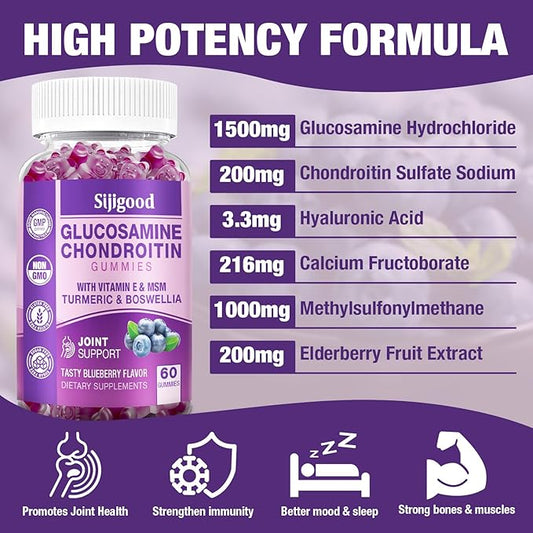 2 Pack Glucosamine Chondroitin Gummies 120 Blueberry