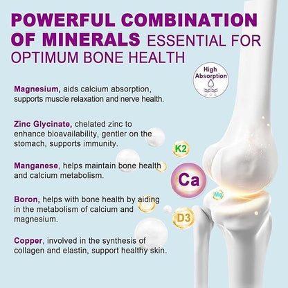 Sugar-Free Calcium Citrate Gummies 1000mg w/Vitamin D3 K2, Magnesium, Zinc, Boron, Manganese, Copper for Bone, Muscle & Immune, Ultimate Absorption Calcium Supplement for Women & Men - Vegan, 120 Cts