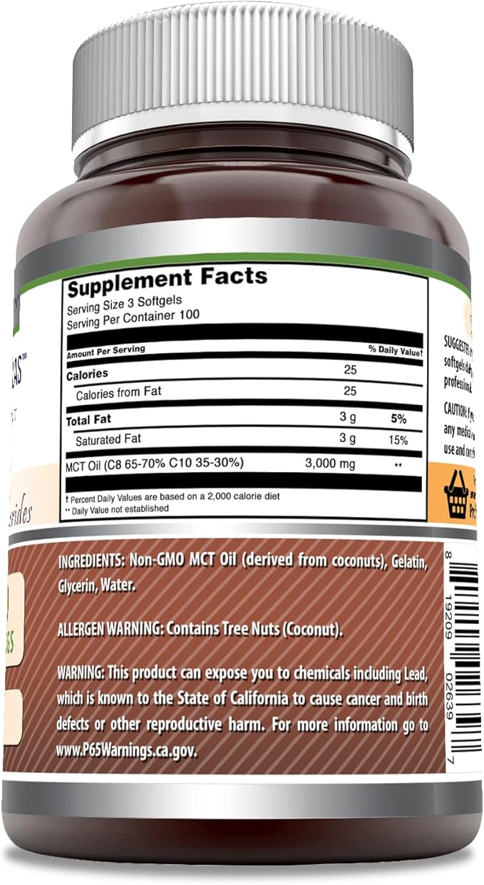 Amazing Formulas MCT Oil Supplement | 1000 Mg Per Serving | 300 Softgels | Non-GMO | Gluten-Free | Made in USA