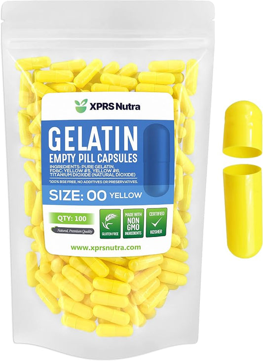 XPRS Nutra Size 00 Empty Capsules - 100 Count Empty Gelatin Capsules - Empty Pill Capsules - DIY Capsule Filling - Fillable Pill Capsules Empty Gel Caps