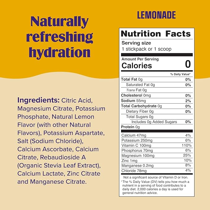 Ultima Replenisher Daily Electrolyte Powder Drink Mix – Lemonade, 30 Servings – Hydration Powder with 6 Key Electrolytes and Trace Minerals – Keto Friendly, Vegan, Non-GMO and Sugar-Free