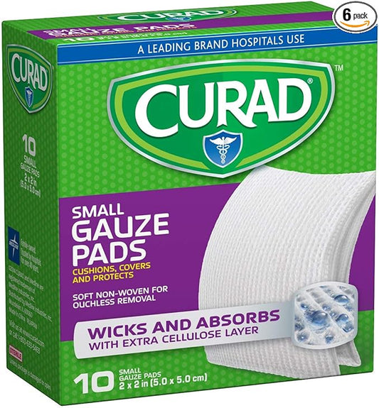 Curad Non-Woven Pro-Gauze, 2" x 2", 10 Count, 6
