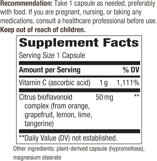 Nature’s Way Vitamin C with Bioflavonoids 1 g 100 Capsules