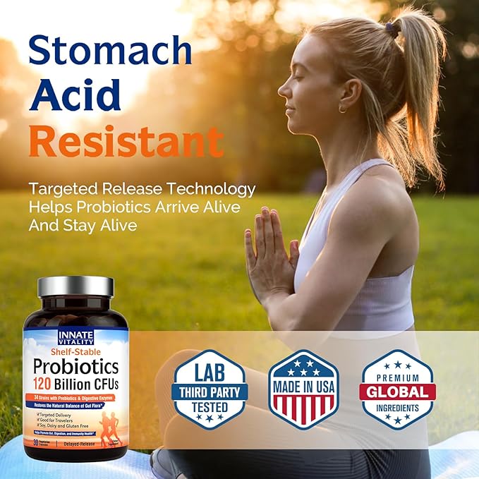 Innate Vitality Probiotics 120 Billion CFUs 34 Strains 30 Vegan