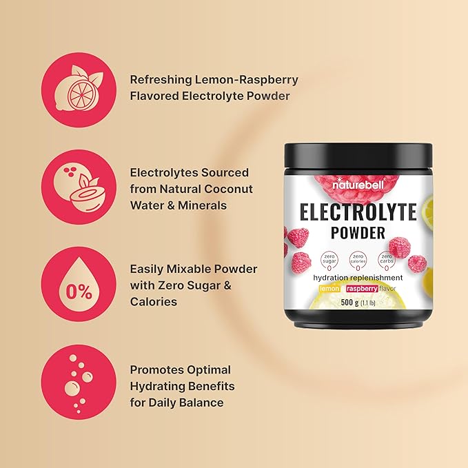 Electrolytes Powder No Sugar, 500g(76 Servings) | Keto Fast Hydration Powder, Carnivore-Friendly Electrolyte - 1000mg High Potassium, Minerals & Coconut Water - Raspberry Lemonade Flavor