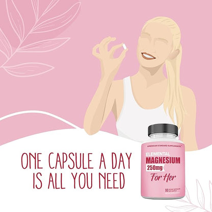 Magnesium Glycinate for Women, Elemental 250mg 90 Day