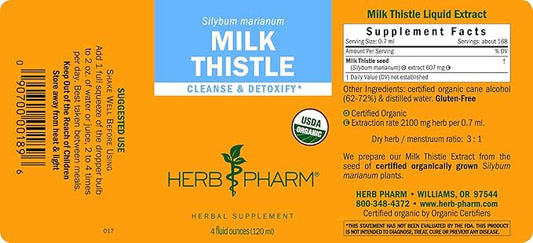 Herb Pharm Milk Thistle Seed Extract 4 Ounce (DMILK04)