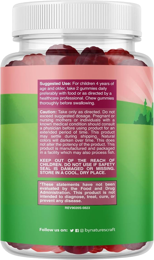 Sugar Free Fiber Gummies for Kids - Delicious Prebiotic Kids Fiber Gummies for Constipation Digestive Support & Immunity - Non-GMO Vegan Chicory Root Soluble Fiber Supplement for Kids Digestive Health