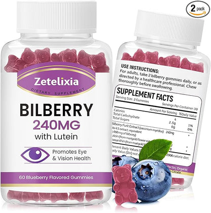 Sugar Free Bilberry Extract Supplement 240mg,Eye Supplements Filtering,120 Count