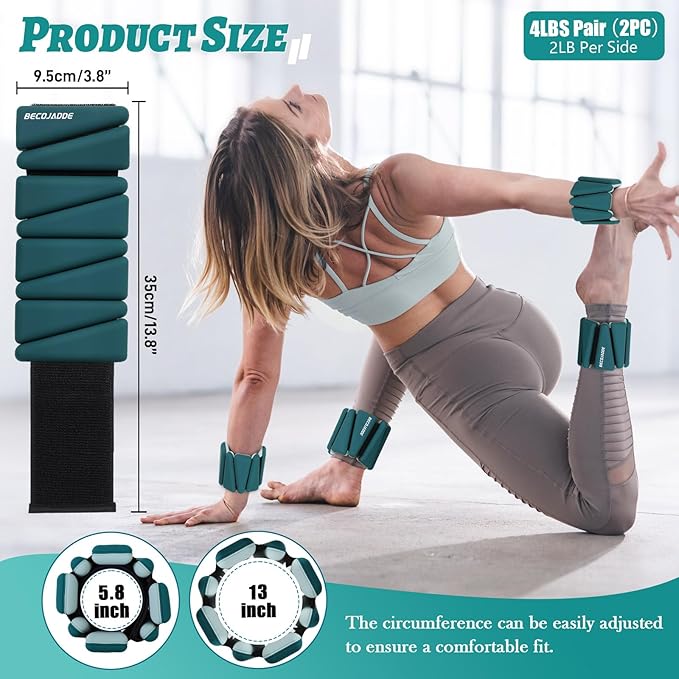 Ankle Weights Set of 2 (1 lb/2 lb/3 lb Each) Adjustable Wrist Weights for Women Men Wearable Arm Leg Weight for Pilates, Running, Walking, Workout, Yoga