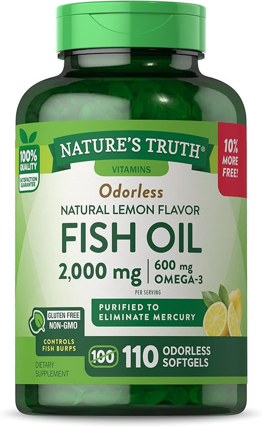 Nature's Truth Fish Oil Supplement 2000mg | 110 Softgels Omega-3 |