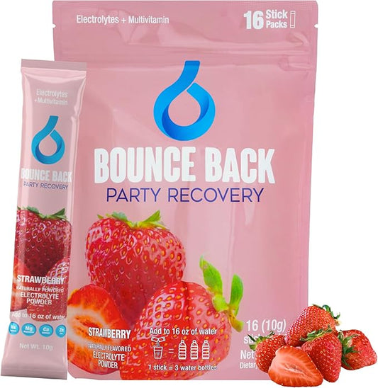 Pre and Post Drinking Liver Support for Morning Recovery | Electrolyte + Vitamins and Mineral Hydration Packs | Perfect After a Night Out | Vacation and Travel Essential (16 Pack, Strawberry)