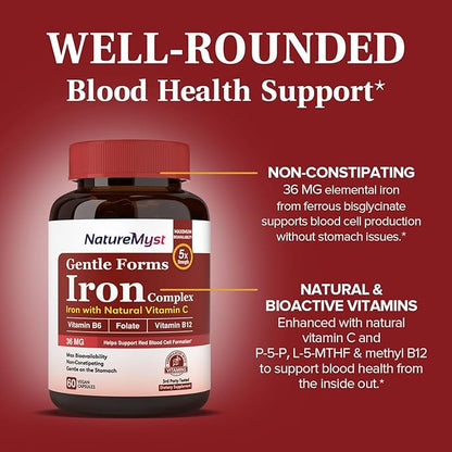 Iron Supplement, 36 mg of Elemental B6, B12, B12, folate, 60 Veggie