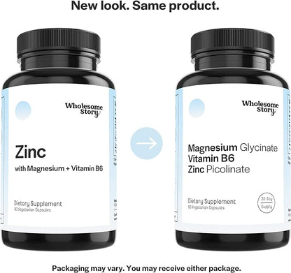 3-in-1 Zinc Picolinate Magnesium Glycinate Supplements with Vitamin B6 | Magnesium and Zinc Vitamin | Reproductive & Fertility Health, Hormone Balance, Immune System Support | Packaging May Vary