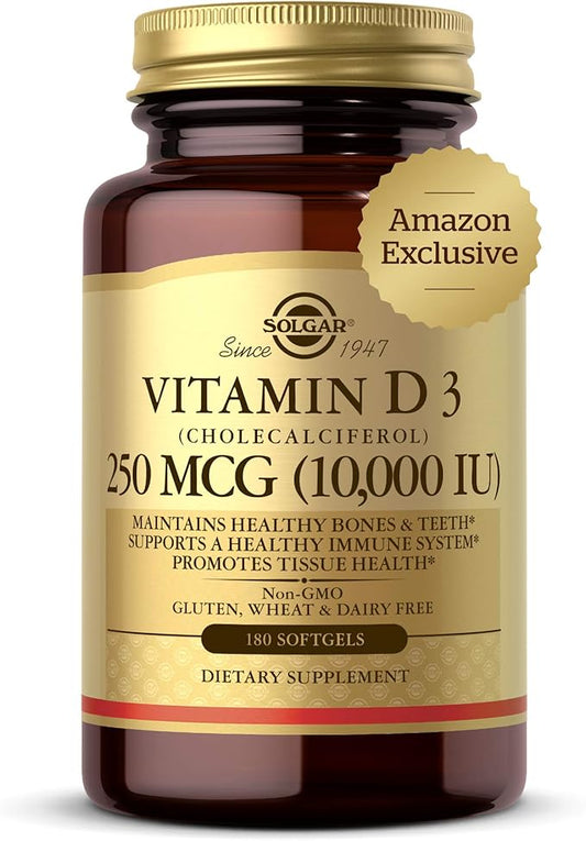 Solgar Vitamin D3 Cholecalciferol 250 MCG 10000 IU 180 Count