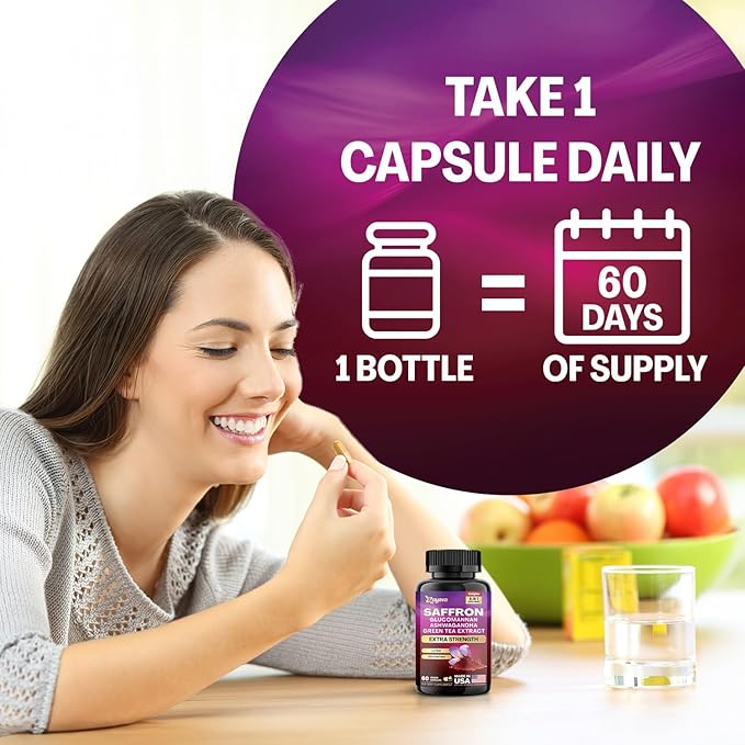 Zoyava Saffron Supplements 1000mg Glucomannan 1000mg 1000mg Green 1000mg Lutein 2 Month