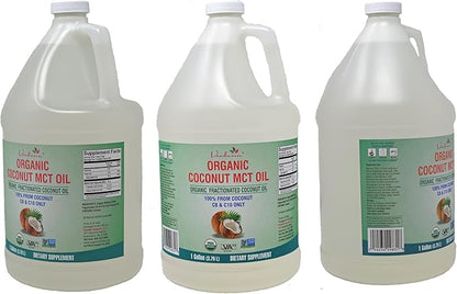 Verdana USDA Certified Organic Coconut MCT Oil –Fractionated Coconut Oil – No Palm Kernel Used – Kosher, Food Grade, Non-GMO – Great for Keto and Paleo Diets, Oil Pulling Rinse Mouthwash – 1Gallon